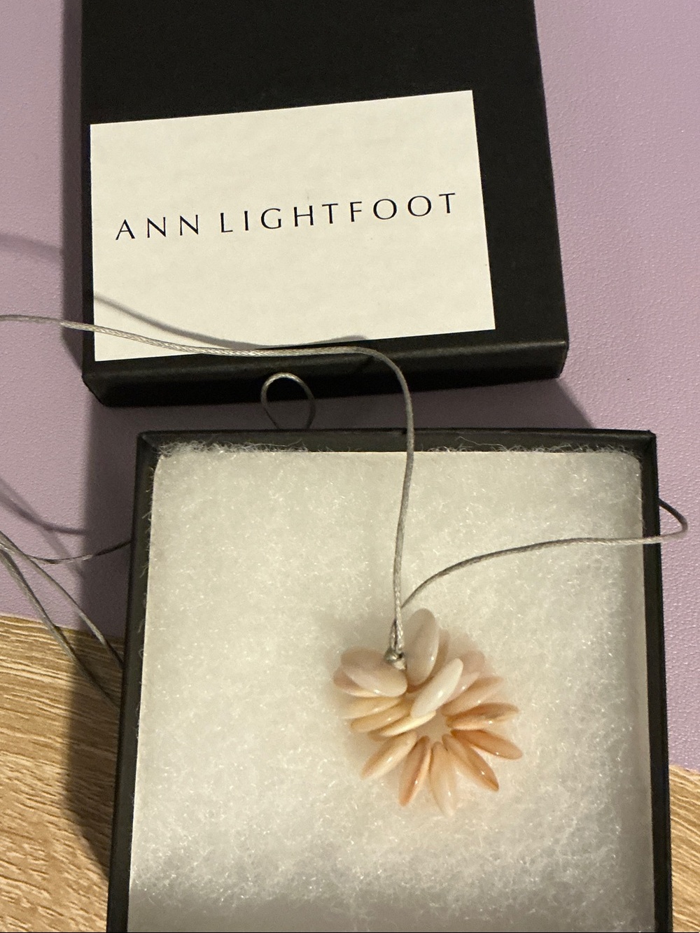 Ann Lightfoot Peach Shell Flower Pendant Necklace